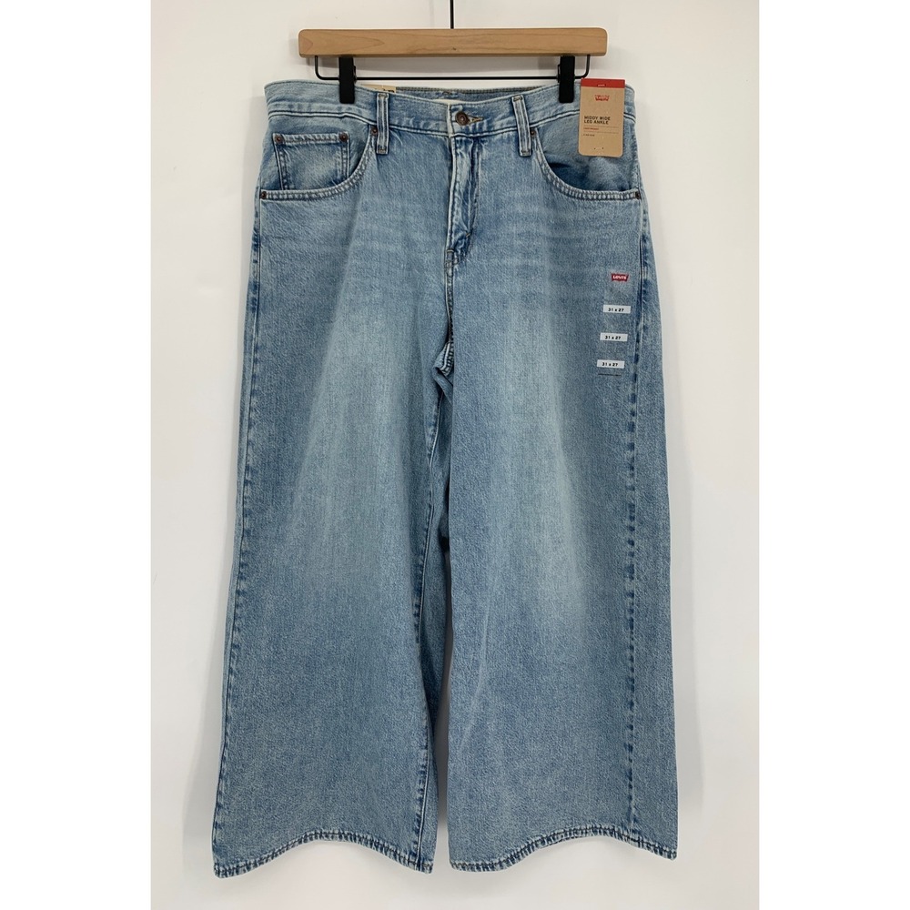 Levis Wide Leg Jeans Womens 31 Blue Middy Wide Leg Ankle Light Wash Denim NEW